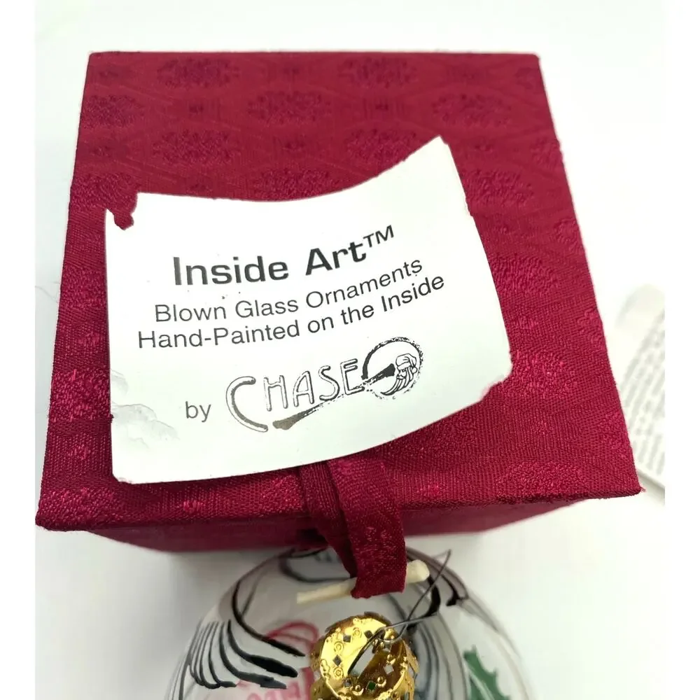 Chase Inside Art Reverse Painted‎ Doves Peace Blown Glass Christmas Ornament 3